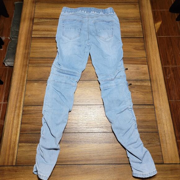 American Bazi Pull On Light Blue Denim Jeans w/ Zipper Legs - Size Small - Picture 4 of 7